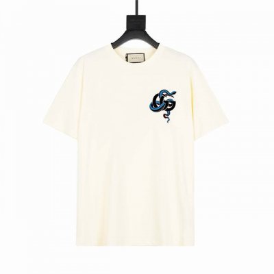 上新款号：G739 Gucci古驰蛇年限定印花短袖T恤 前幅品牌蛇年徽标印花，胸前图案简约不失时尚 能与多类型下装搭配营造时尚造型 潮流必备单品 颜色:白 黑
