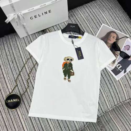p160独家客定原单品质Rl 拉夫25春夏专新品。小熊短袖圆领T恤上衣！品质控必入。质感柔软细腻无敌赞！小熊立体刺绣工艺，字母Logo标志点缀，减龄少女气质时髦