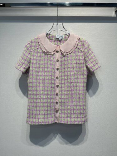 2025新款 领口拼真丝花边粗花呢开衫 订制定染面料 高版本 Size: S- L