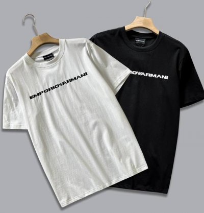 高品质 Armani 阿玛尼Ea7 2025春季新款男士经典基础款圆领T恤 高品质首选认准品质下单 经典百搭款 胸前时尚印花 拉架平纹精梭全棉220克洗水面料