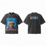 Vt957 图派克Tupac说唱歌手2pac头巾人像Big Face数码直喷印花复古水洗做旧短袖T恤 小领口设计 白墨数码直喷印花 高街复古重磅做旧水洗Vint