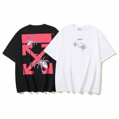 1136# Off-White纯棉260G重磅蜘蛛箭头Off印花短袖T恤 黑色 白色 S M L Xl