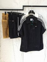 短袖 短裤 Adidas Originals X Clot三叶草联名系列舒适时尚柔软网状镂空钩花针织Polo短袖短裤 东方肌理的赛博解构 Ins小红书超火爆款系