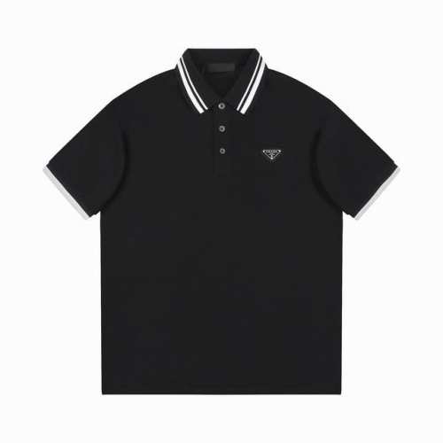 顶级版本 普拉达 Prada 2025夏季新款 翻领三角标百搭短袖Polo衫男女同款！ 领子撞色字母提花设计，左胸金属三角标，简约大气细节感超满，采用高密度 珠