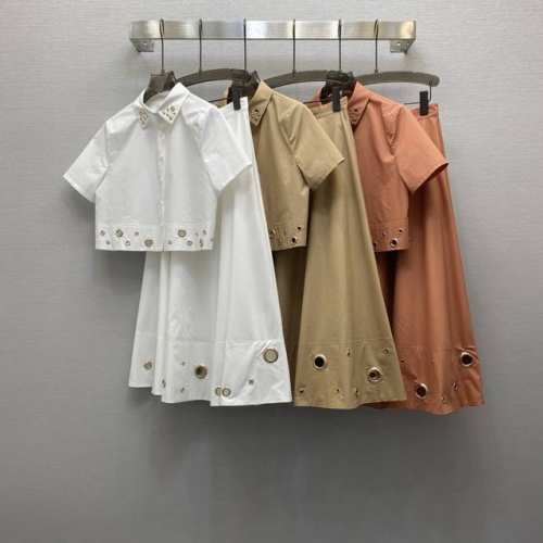 Va*25Ss 重工定位镶嵌金属圆圈气质翻领衬衣半裙套装，高级面料，颜色:图片3色，面料：精纺棉面料 Smlxl