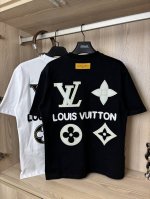 款号：Dc100# Lv 路易威登加密府绸缎衬立体拱桥绣花+绳绣字母Logo短袖T恤 280克纯棉双砂面料 所有面料均已提前做过缩水 品质第一 所见即所得 不会