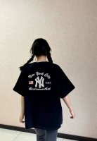 a300# Mlb Yankees-Ny圆领短袖半袖T恤 面料采用240克纯棉面料 双线二本针压线 久洗不变形 原版定制三标 高端进口印花 随意水洗 情侣可穿