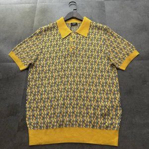 爆款推荐 Fendi芬迪2025新款提花丝光毛衣翻领polo衫 原版面料高版本高品质 网红明星同款 40%桑蚕丝36%黏胶24%聚酯纤维 进口提花机制字母工艺