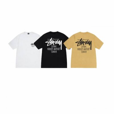 款号Xb2045# Stussy斯图西 Ss25 Ginzadsm城市限定短袖T恤男女同款 230克纯棉圆筒布版型 两侧面不带缝线 正确版本与正品相同。区别市场