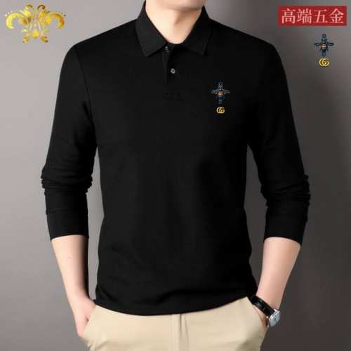 p170 古奇 男士春秋高档精品Polo衫 尺码：M-4Xl，最大可穿210斤。 介绍：春秋专柜同步新款短袖翻领Polo衫 ，简单大方，精美5D工艺Logo，手
