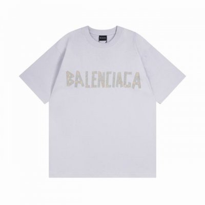 米灰色 Balenciaga 巴黎世家2025 Ss 经典胶带拉浆印花短袖T恤 本市场No.1的质量 真正天花板品质 全部原版开发注意细节图 避免被盗图商家混发