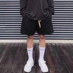 p80Fog-615# Fog Fear Of God 第八季高街运动五分美式潮牌宽松短裤 黑色、杏色 S-Xl