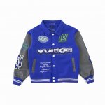 款M24 路易威登棒球服270 顶版！厚毛巾绣Lv路易威登23Fw走秀款克莱因蓝脉动配色地球棒球服外套夹克 Lv每年都出棒球服外套怎么改花样就是刺绣皮羊毛面料