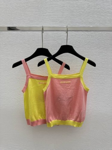 M家 早春新款 圆领针织吊带背心 颜色：粉色 黄色 尺码：36.38.40
