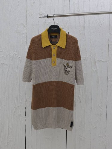 Fendi* 芬迪25Ss 混合平纹针织polo衫 定染三色奢柔棉高稔棉纱，采用卓耀5针织机编织，毛料提花 定制印度金丝章仔，灵果纽扣 Size：48 50 5