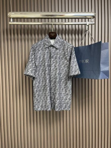 上衣 短裤 Fendi 2025Ss明线Ff提花短袖衬衫短裤套装，面料采用亚麻混纺竹节150克面料，70D衬布，布匹直喷，对位裁床，整体走线平直细腻，面料舒适柔