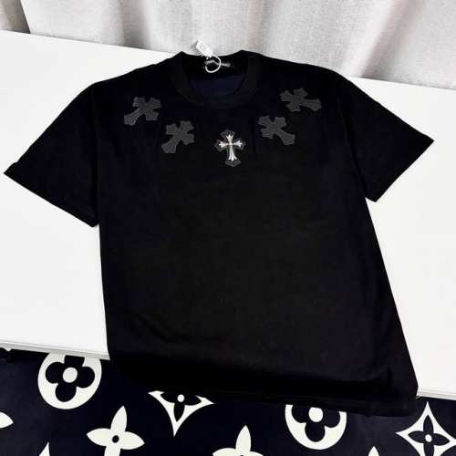 chrome Hearts Ch 克罗心重工梵文十字架铁皮绣短袖T恤280克双纱棉 尺寸 S-L