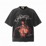 Vt948 Travis Scott斯科特Big Face人像演出限定搞怪印花复古水洗做旧短袖T恤 小领口设计 白墨数码直喷印花 高街复古重磅做旧水洗Vinta