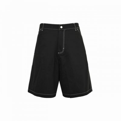 prada 普拉达 三角标明线工装短裤 定织10*10高密斜纹活性黑全棉食毛面料 三角标采用红外线定位 小型模板机 画圆机 定位车缝 定制1:1 prada三角