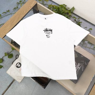 款号：Bm158 2025新款Stussynike斯图西联名胸前耐克钩子图案字母Logo印花休闲情侣宽松短袖T恤，经典永远不会过时、人手必备款，250G纯棉精梳