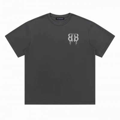 Balenciaga巴黎世家Bb侵蚀短袖半袖T恤 采用230G双纱100%精梳纯棉面料 螺纹定织定染无色差！采用过肩拉条工艺，百洗不变形！ -采用高端印花，百洗