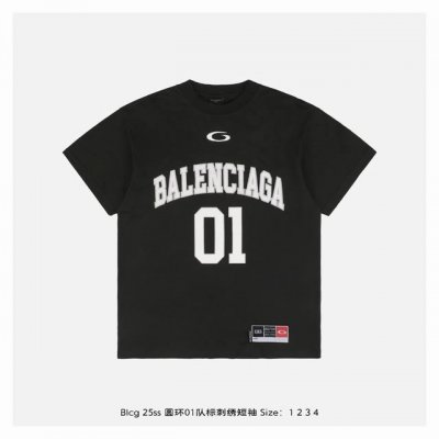 balenciaga 巴黎世家 25Ss 圆环01队标刺绣短袖 -正确版本 正确面料 正确版型衣长偏长 -正确工艺 黑色款的印花为胶浆印花 而白色款的为水浆 双