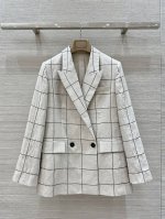 独家首发，高端原单品质Bc 25春夏新品，行走的高定老钱风休闲穿搭，原单进口亚麻刺绣格纹西装外套！面料纹理超高级！重工刺绣亮片装饰经典叠搭神器，极简主义设计奢华