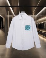 Loewe 罗意威 爆款来袭 胸前撞色毛巾绣后背彩虹Logo绣花长袖衬衫 2025Ss官网新款长袖 衬衫 衬衣 精美刺绣Logo 高端版本，专柜定制面料 透气舒