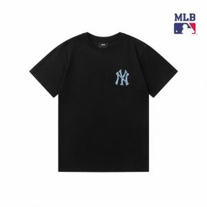 上新 高版本 mlb官方 牛仔纹大Logo运动休闲短袖圆领时尚T恤 线上400+ mlb 顶级本版 重磅高克重纯棉面料定制定染 前面小Logo印花 后背镂空大标