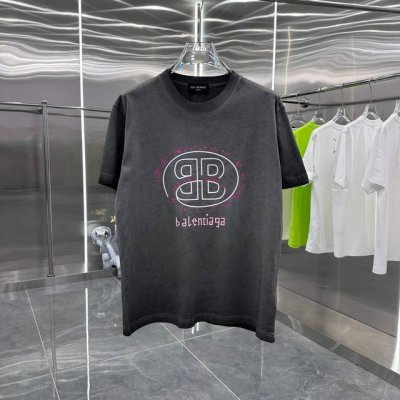 Fen 2025新款 雪花酸洗做旧 刻字模+印花 定制面料 短袖T恤 上身超好看 男女同款 S M L Xl Xxl 五个码 洗水灰 洗水紫 洗水黑