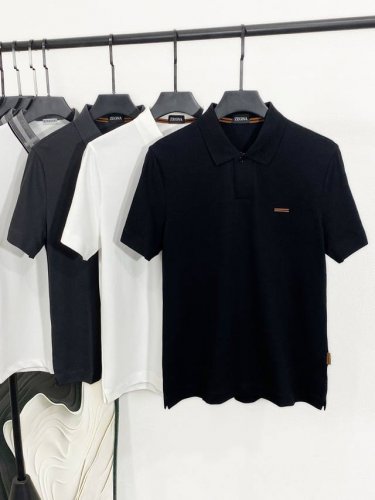 新品 25春夏新款Zegna起脚针织商务polo 男士一粒扣V形领高端极简都市针织衫 意大利同渠道稀有订单 精英级男士必备的顶奢品牌Ze针织朱棣网眼棉面料 螺纹