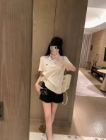 chane*小香马卡龙极简刺绣polo领短袖T 宽松大版超级减龄Sml