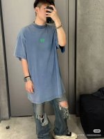 顶级最高版本 尺码偏大 B家 巴黎世家 Balenciaga 经典绿刺绣麦穗重工艺印花圆领半袖T恤短袖 男女同款 情侣款 宽松版型 最高版本 原版面料 高版本