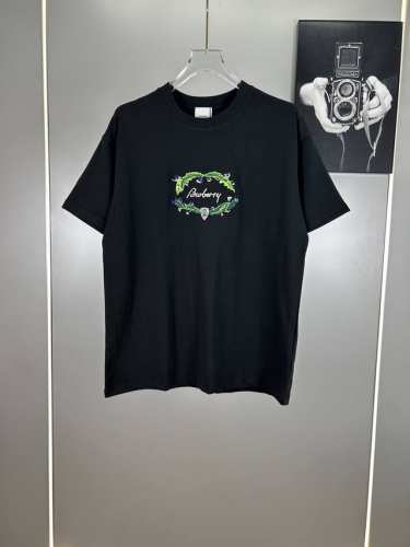 高端原版规格版本 巴宝莉 Bbr重工刺绣Logo短袖T恤男女时尚同款 2025Ss新款纯棉双纱 定制面料采用威化布织法，超高端针织工艺，版型紧致立体，顺滑，上身