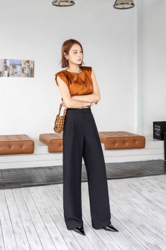新款上新 高品质莱塞尔天丝斜纹西时尚休闲西装阔腿裤 码数#S-Xxl