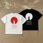 beams五重塔剪影红绳短袖T恤 522 五重塔剪影具有典型日本建筑风格，文字“Beams Japan Kyoto”表明品牌以及与日本京都的关联，展现出浓郁的日
