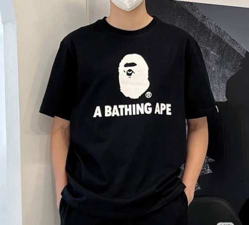 00154款日系潮牌Bape猿人头印花印花短袖T恤 男女同款 宽松大版型 码数Smlxlxxl 黑色白色