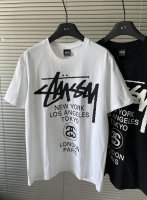 上新 Stussy Ss24 世界巡游系列 Logo印花图案圆领套头短袖T恤 男女同款 辅料：原版拆解开发，一比一定制的小标，领标，水洗，吊牌等等。 精选面料：
