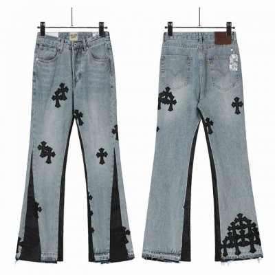 8148 自主Gallery Dept. Vintage多皮拼接黑皮十字架宽松水洗喇叭牛仔裤 真实还原Vintage极致质感 -原版五金辅料水洗等吊卡，二维码解