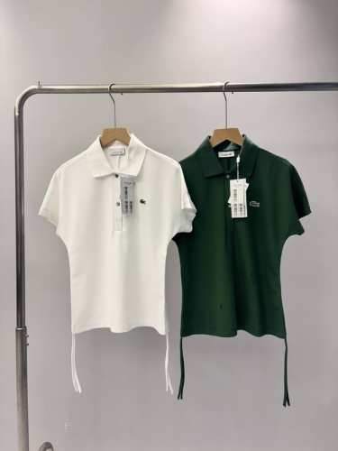 0564 Lacoste法国鳄鱼女装25春季新款时尚潮流收腰短袖polo衫 pf1 春夏新款鳄Y女款抽绳收腰翻领polot恤 专柜在售折后 新款polo，这件跟