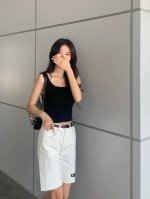 五分裤 alo家25春夏新款微弹Logo刺绣牛仔五分裤 颜色:2色 码数:Smlxl