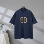 b135# 市场顶级品质 Balenciaga 巴黎世家2025Ss 前后比特币双B做旧磨破印花短袖T恤 印花采用进口椭圆机直喷工艺 市场顶级的质量 官网品质