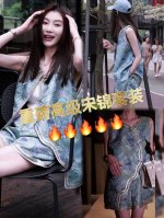 无敌巨爆款 高端重工定制中式改良宋锦精致马甲+口袋短裤套装 盘扣重工艺 轻奢高级通勤高端 爆单款 SMLXL