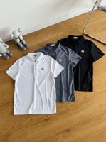 上新80 蒙口经典基础款翻领胸标小Logo短袖T恤，三色可选，夏季Polo衫短袖，商务休闲简约风，上身帅气百搭，夏季必备百搭奢潮单品 高端定制冰蚕丝面料 ，穿着