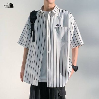 上新发 Tnf北面海外版25Ss新款三色Ins重工水洗条纹工装短袖衬衫 Ins超火三色可选 四季穿搭不二之选 上身超酷. 整衣采用水洗格子设计 经久耐看 高品质