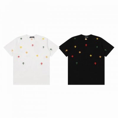 Chrome Hearts Ch 克罗心 25Ss最新重工彩色十字刺绣情侣圆领短袖T恤-顶级版本 Color：黑色 白色 Size：S M L Number：2