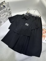 dio* 25Ss新款短袖衬衫半身裙套装 字母绣花提花织带装饰 休闲款 两色三码 Sml