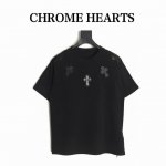 Chrome Hearts 克罗心 领口皮标十字架短袖T恤 采用直喷进口机器印花 五金辅料均开磨定制 正确配置 黑色2025克罗心正品包装 280克定制定染双纱