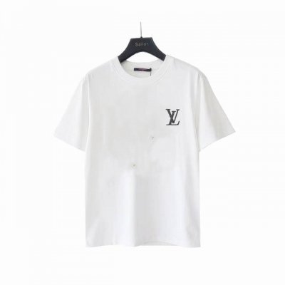 实拍细节图+尺码表 Louis Vuitton 路易威登24Ss 重影印花短袖T恤 面料采用240克32S精梳棉面料搭配1X1十字拉架螺纹烧毛加面料食毛工艺，上