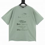Balenciaga巴黎世家 25Ss新款破坏涂鸦短袖 Balenciaga模糊短袖 前后模糊图案白墨直喷洗水磨烂破坏做旧下摆手工打磨短袖T恤面料采用巴定织定染